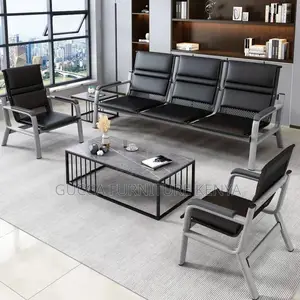 Office Sofa: Executive Steel Framed Modular Sofa Set for Five