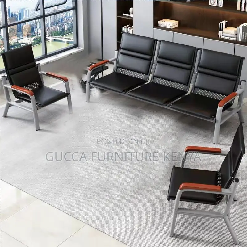 Office Sofa: Executive Steel Framed Modular Sofa Set for Five