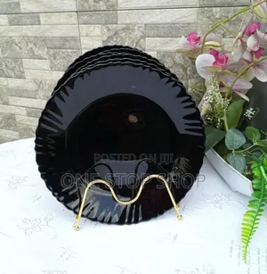 6pcs Black Round Dinner Plates (10.5")