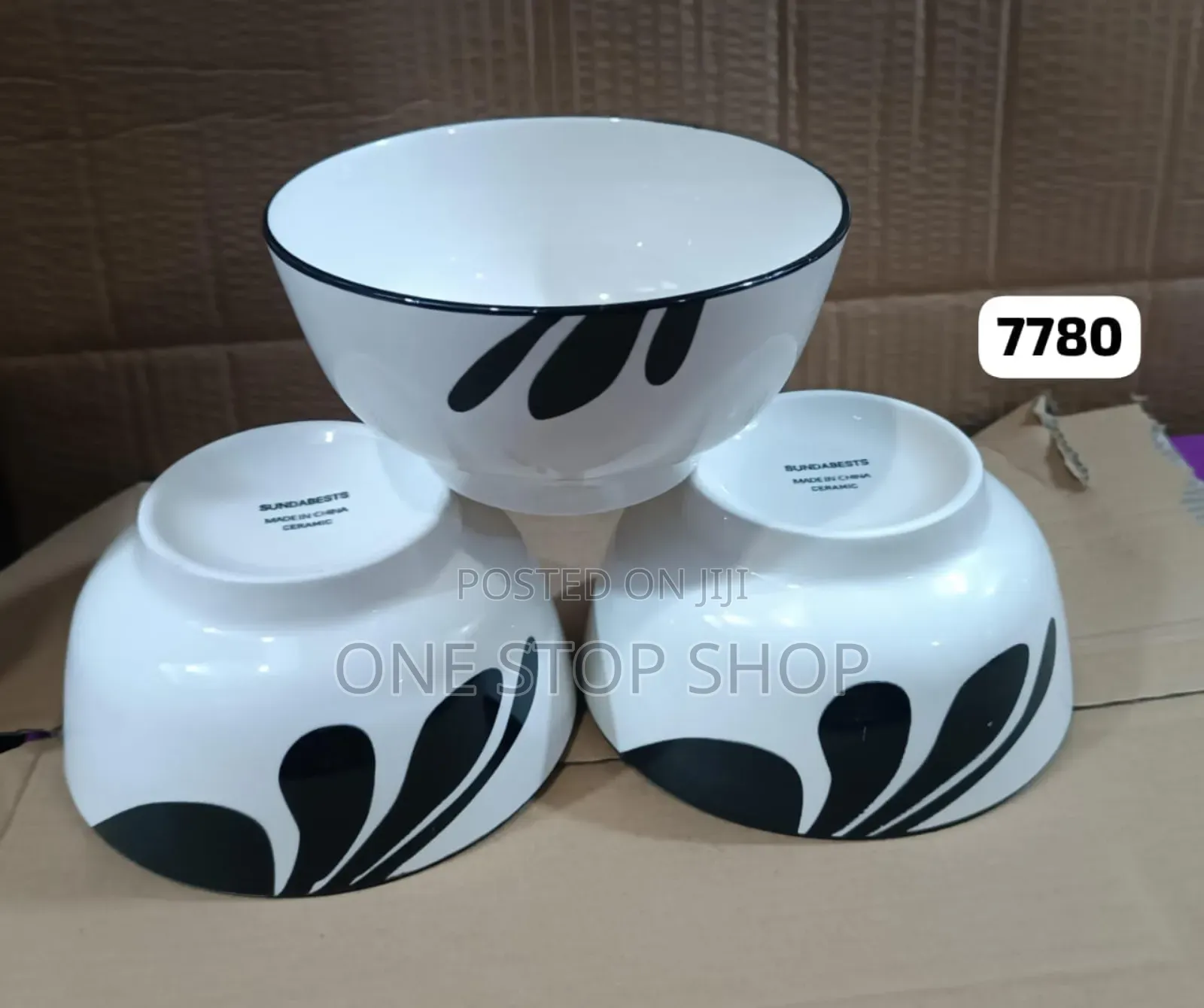 5.5" White Black Ceramic Bowls