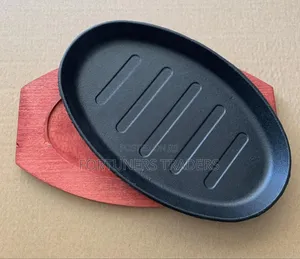 Hot Sizzling Plate With Bamboo Holder