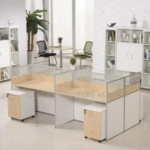 Office Desk: Imported 4-Person Workstation Booth for Office
