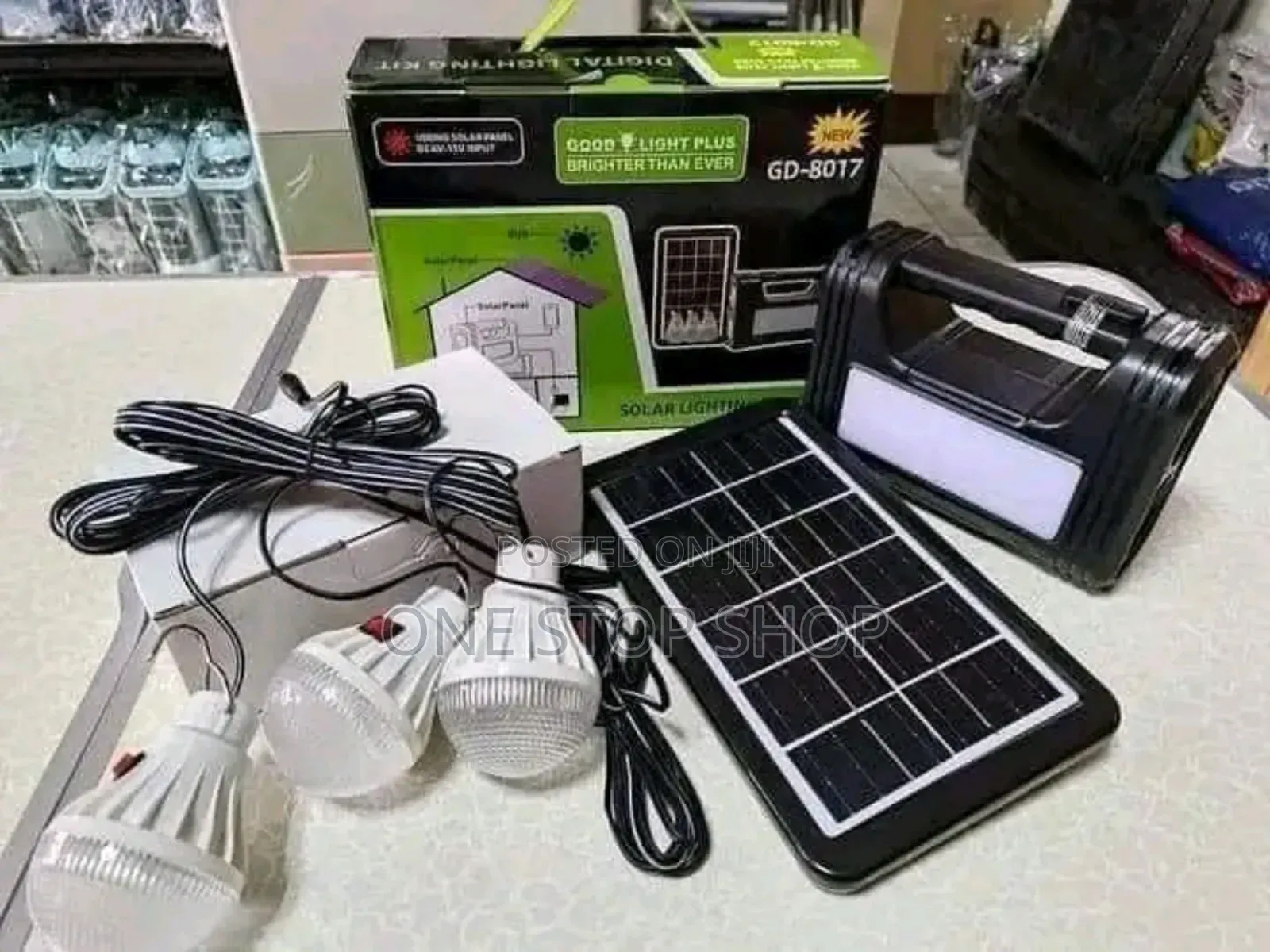 Solar Lighting System With 3led Bulbs and Solar Panel and Torch