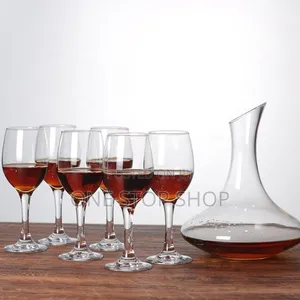 Crystal Glass Broad Bottom Wine Decanter With 6glasses Wine Glasses