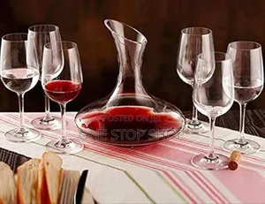 Hand Blown Crystal Wine Decanter With 6glasses