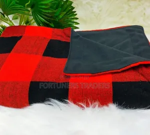Maasai Red Shuka Black Fleece Blanket