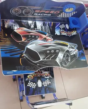 Desk! Blue Racing Car Adjustable Kids Study Table Des