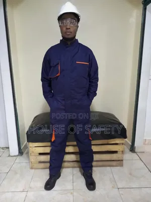 Orange Piped Navy Blue Coveralls