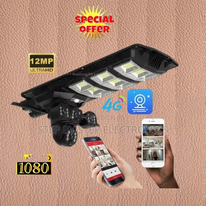 Smart Security 450 Watts Solar Led Street Light +12mp 4g PTZ Camera