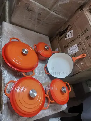 9pc Iron Cast Cookware -Orange