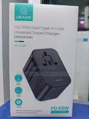 Usams T62 65w Dual Type-C+Usb Universal Travel Charger (Us-Cc199).