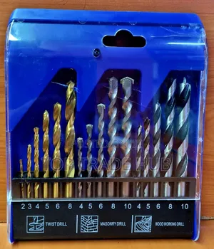 16pcs 3in1 Set Of Drill Bits - Twist /Masonry /Wood Working