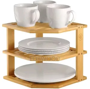 3 Tier Corner Bamboo Kitchen Storage Spice Rack.