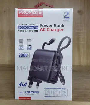 Promateultra-Compact 20000mah Fast Charging Power Bank With Ac Charger