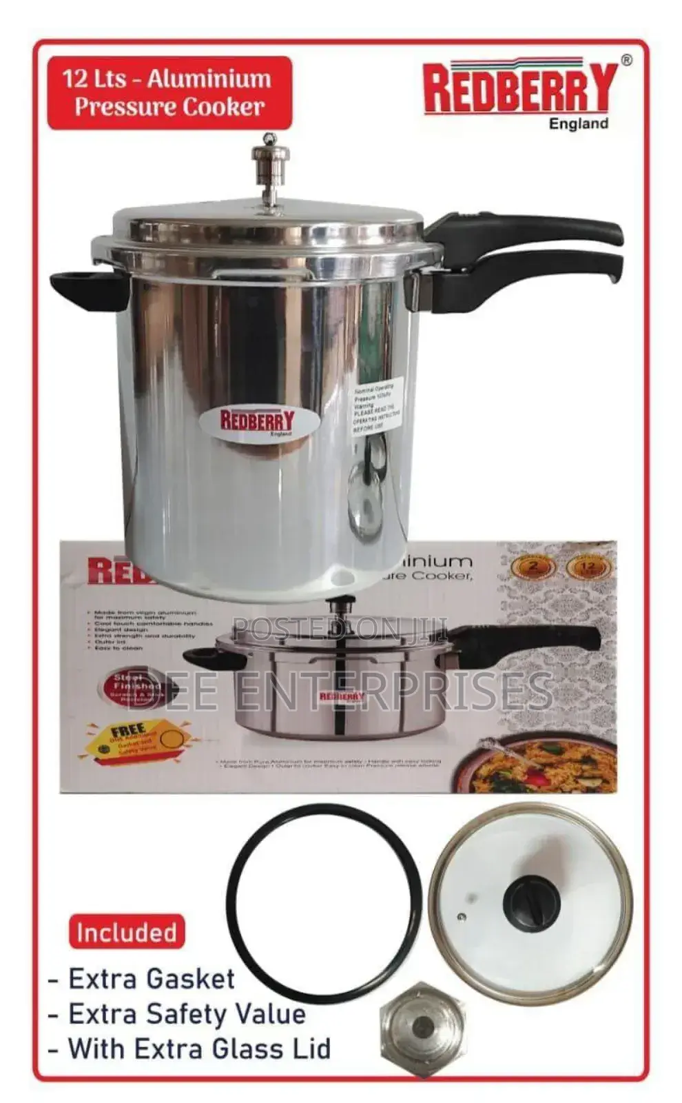 10ltrs Redberry Elegant Pressure Cooker
