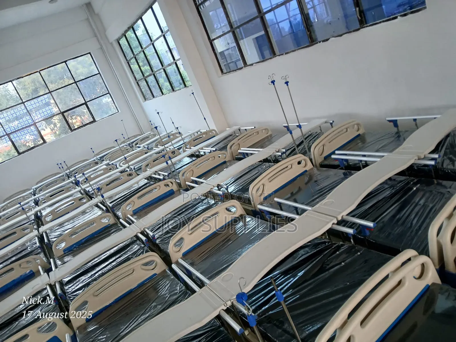 Three Crank Manual Hospital Bed With Mattress