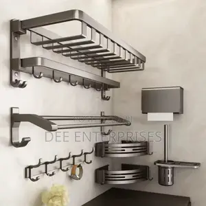 7pcs Aluminum Bath Towel Storage Rack
