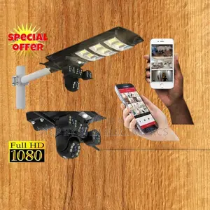 Smart 450w Solar Street Lamp With 12mp PTZ 4g Surveillance Camera