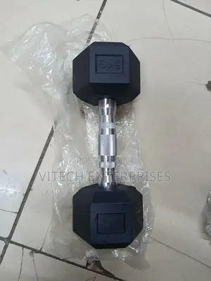 5 Kg Single (Hex) Rubber Dumbbells Gym Fitness