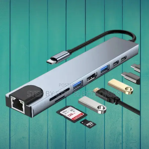 8-in-1 Type-C Usb Hub With Hdmi Output- Fast Data Transfer