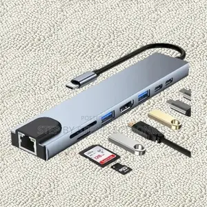 8-in-1 Usb Hub Type-C Hub Multiport Adapter- Plug and Play