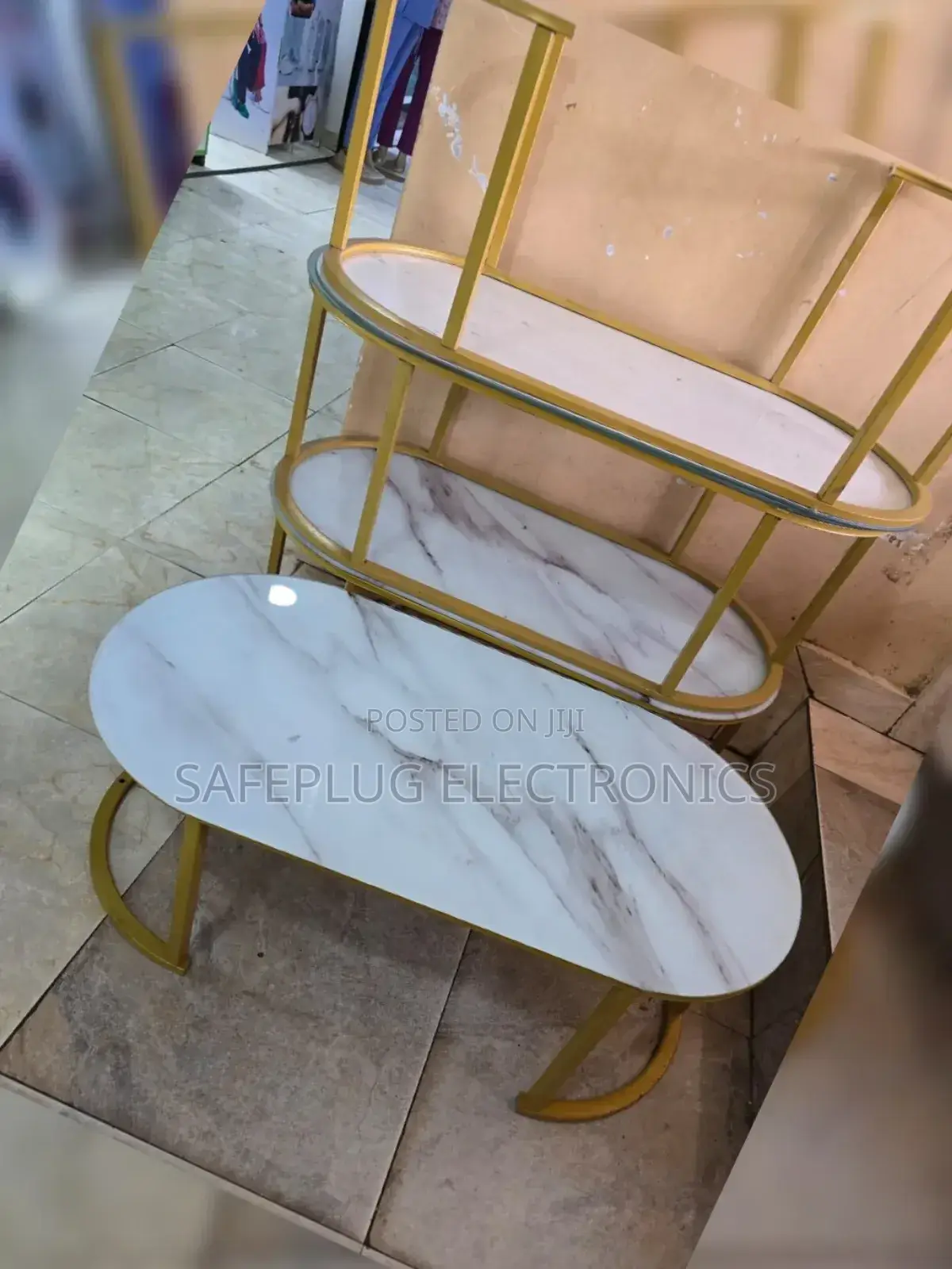 Coffee Table Oval Marble Centerpiece