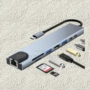 8 Port 8 in 1 Usb Hub Multiport Portable Type-C Docking Adapter