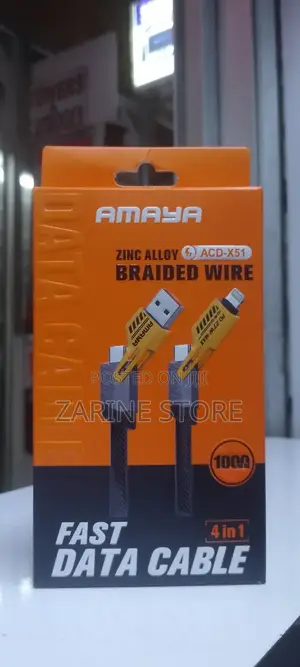 Amaya 4 in 1 Fast Data Zinc Alloy Braided Wire Cable 1000mm