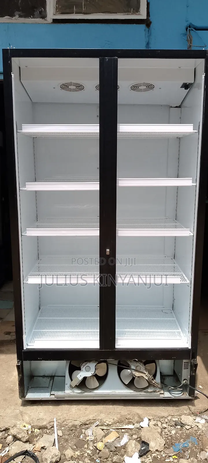Black Twin Doors Commercial Fridge