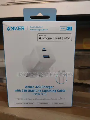 Anker 323 Charger With a 310 Usb-C to Lightning Cable.