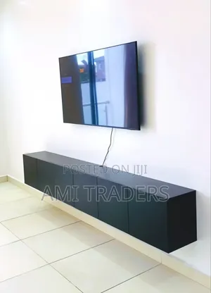 7ft Black Floating Tv Stand