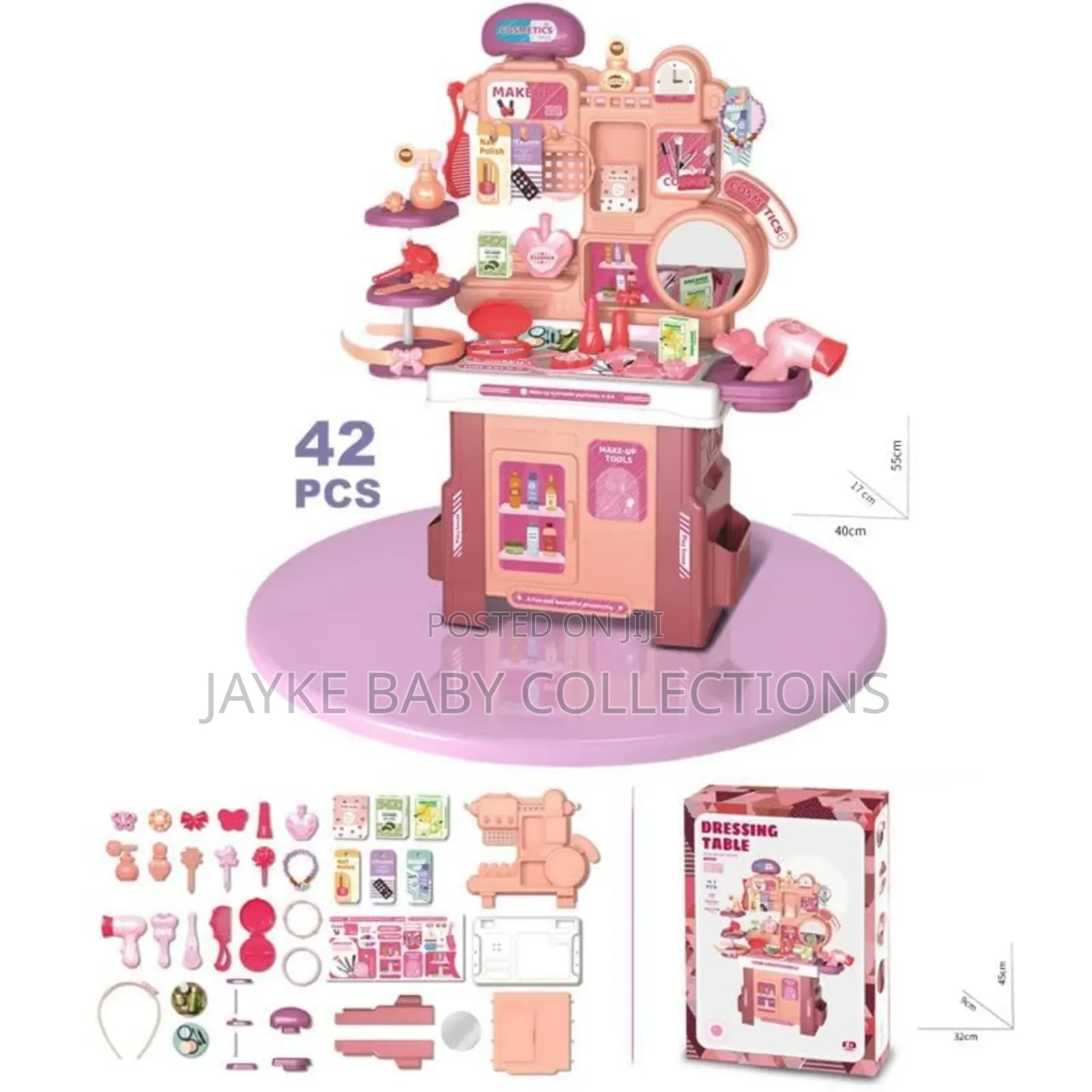 Kids Pretend Dressing Table Set With Mirror Accessories