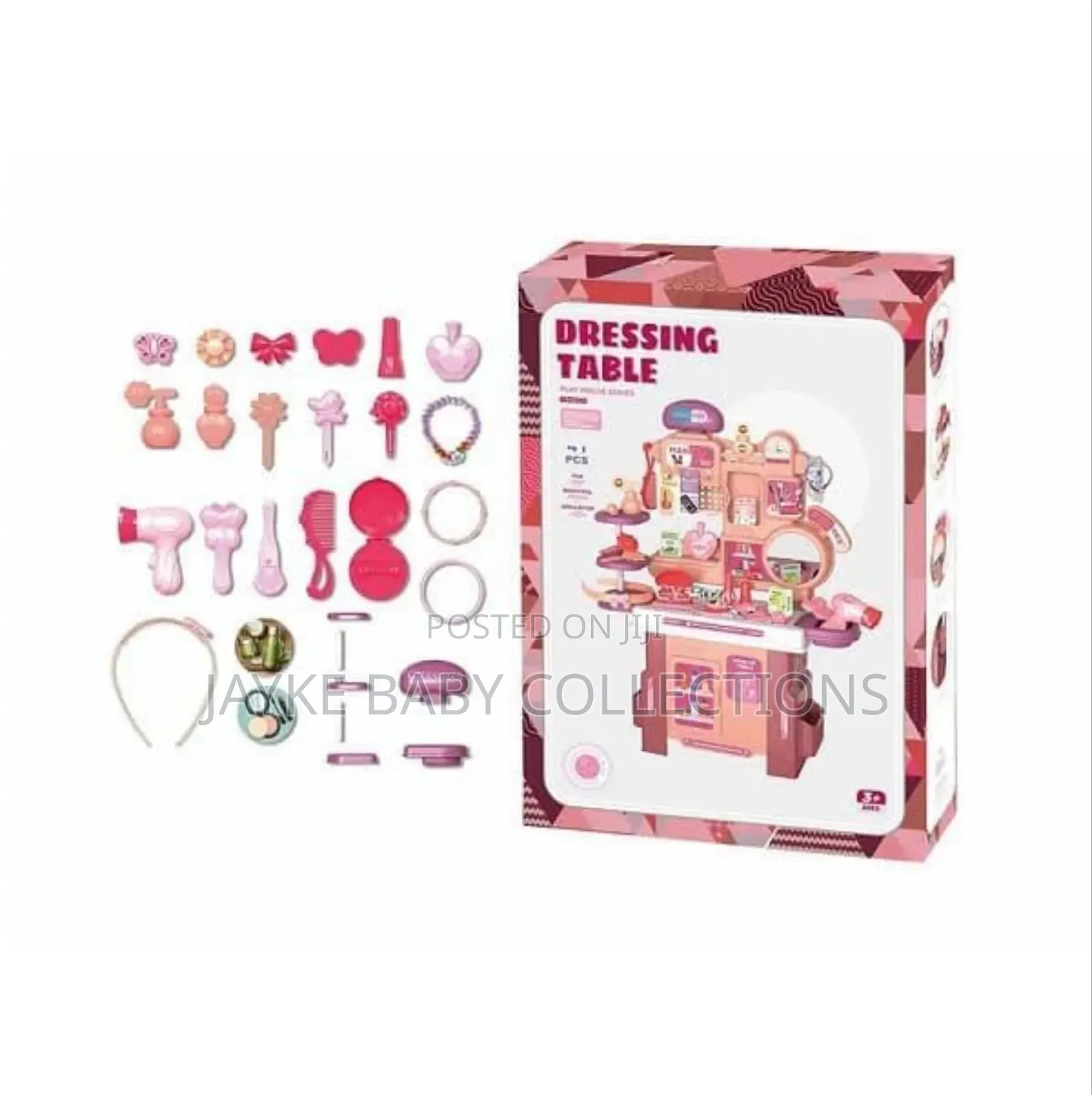 Kids Pretend Dressing Table Set With Mirror Accessories
