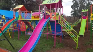 Colorful Kids Playground Set With 3 Slides Swings