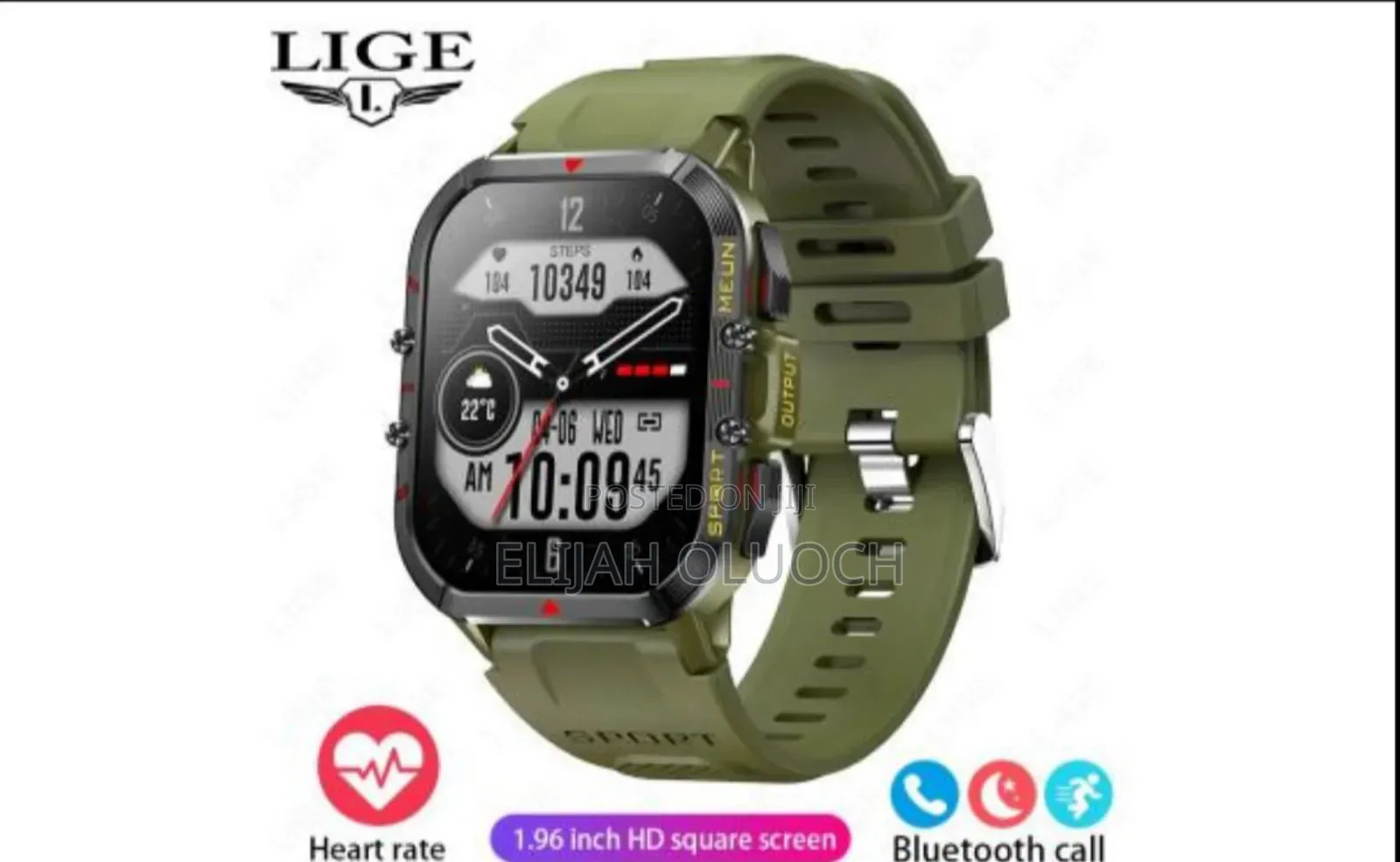 Lige New 1.52 Inch Screen Bluetooth Call Smartwatch