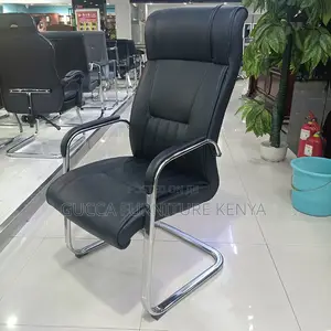 Office Chair: High-Back Leather Conference Arm Bow Chair