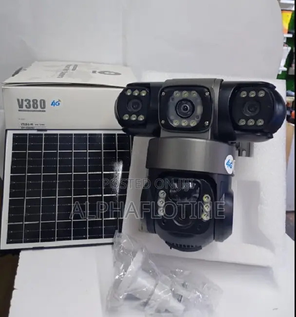 V380 Triple Lens Three Screens Camera Solar Powered