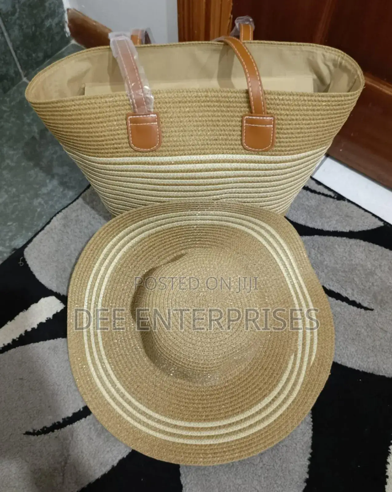 Summer Straw Woven Beach Bag and Hat