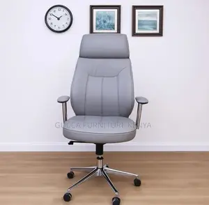 Office Chair: Swivel High Back Leather Executive Boss Seat