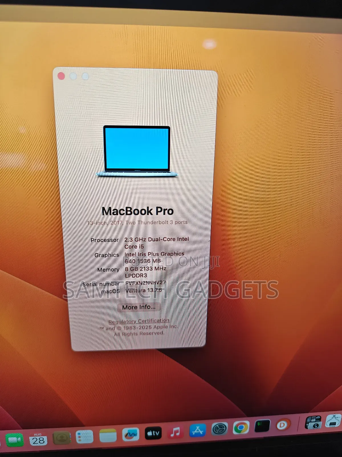 Laptop Apple MacBook Pro 2017 8GB Intel Core I5 SSD 128GB