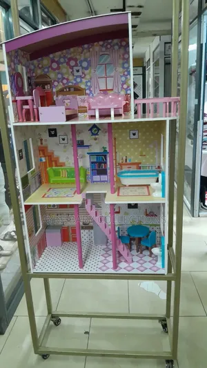 Wooden Doll House With Furniture – Barbie Size
