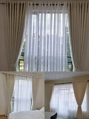High Quality Fabric Bright Window Curtains and Plain White Sheers
