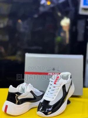 Prada Men, American Cup Sneakers “Black/White”