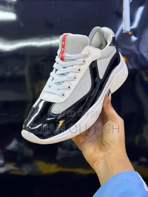 Prada Men, American Cup Sneakers “Black/White”