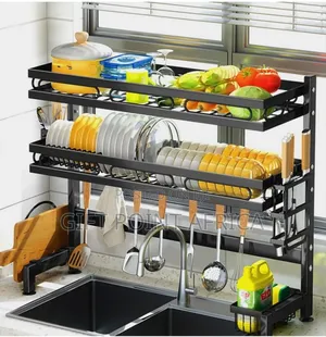 *Double Over The Sink Stainless Steel Dish Rack*