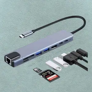 Slim Type-C 8-in-1 Hub – Hdmi, Rj45 Ethernet, Usb 3.0 Pd Charging