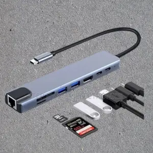 Portable Usb-C Hub 8-in-1 – Hdmi, Ethernet, Pd, Usb, Sd/Tf for Laptops