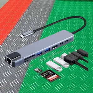 Portable High-Speed 8-in-1 Usb Type-C Hub for Multi-Device Use
