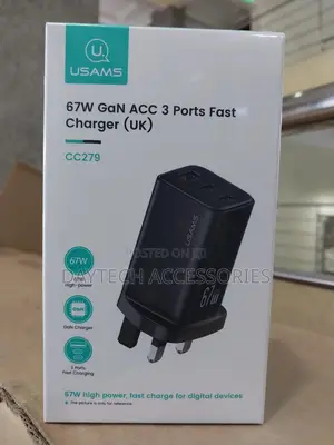 Usams Cc279 67w Gan 3-Port Fast Charger Usb + 2 Type-C Power Adapter