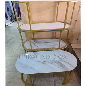 Oval Single Pieces Glass Effect Marble Table